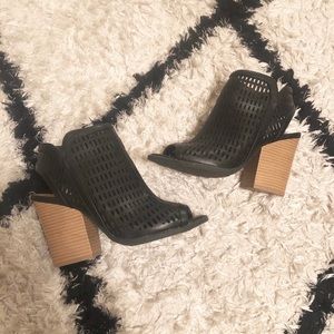 Black Peep Toed and Open Back Heels